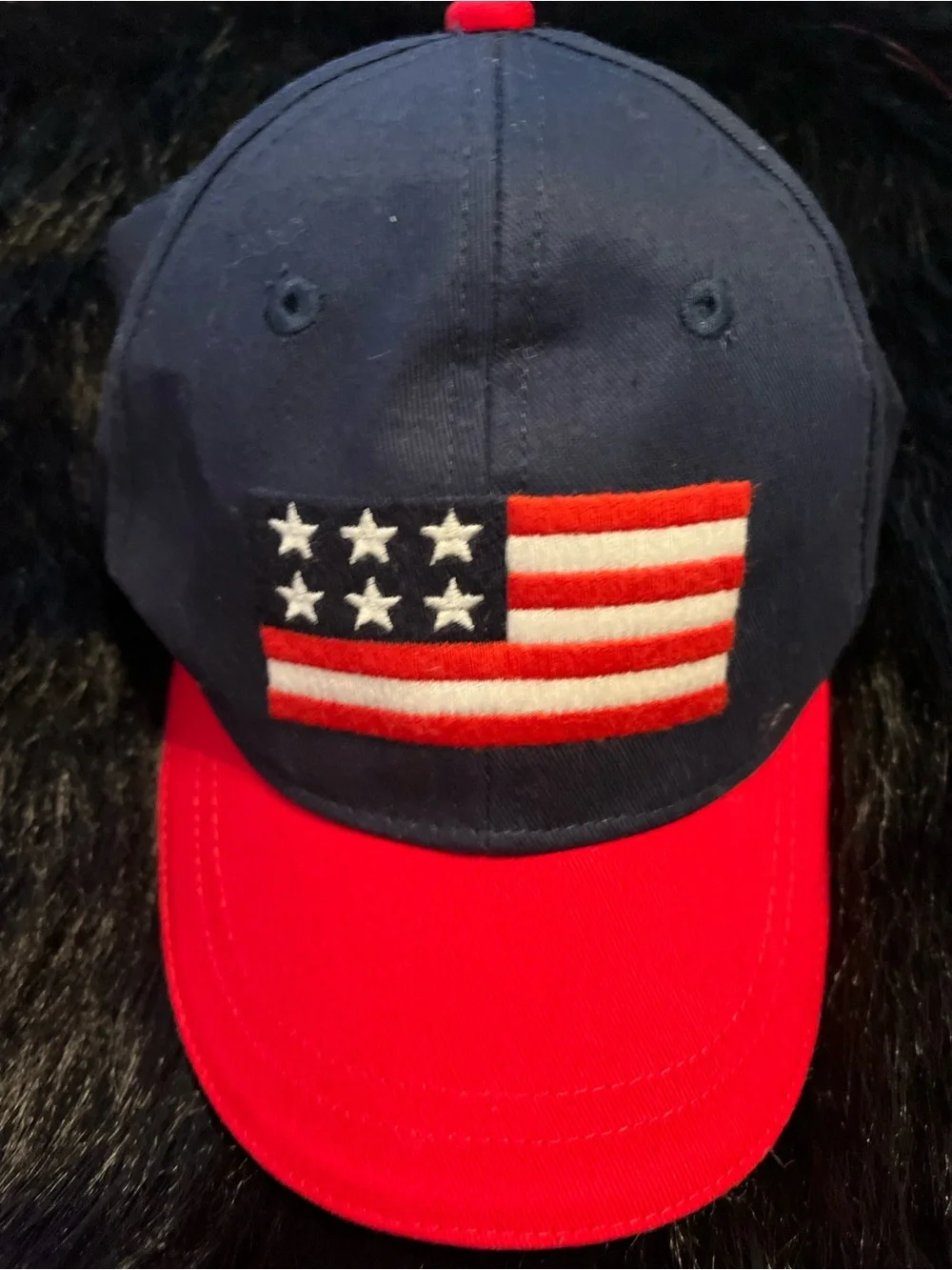 Gymboree Kids Patriotic Red Rim Cap with Embroidered Flag Size 12-24 Months